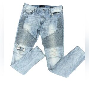 Men's PacSun distressed light blue stacked skinny jeans size 34 x 32